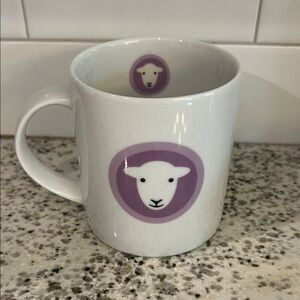 Herdy White Mug with Purple Design Sheep Lamb So Cute